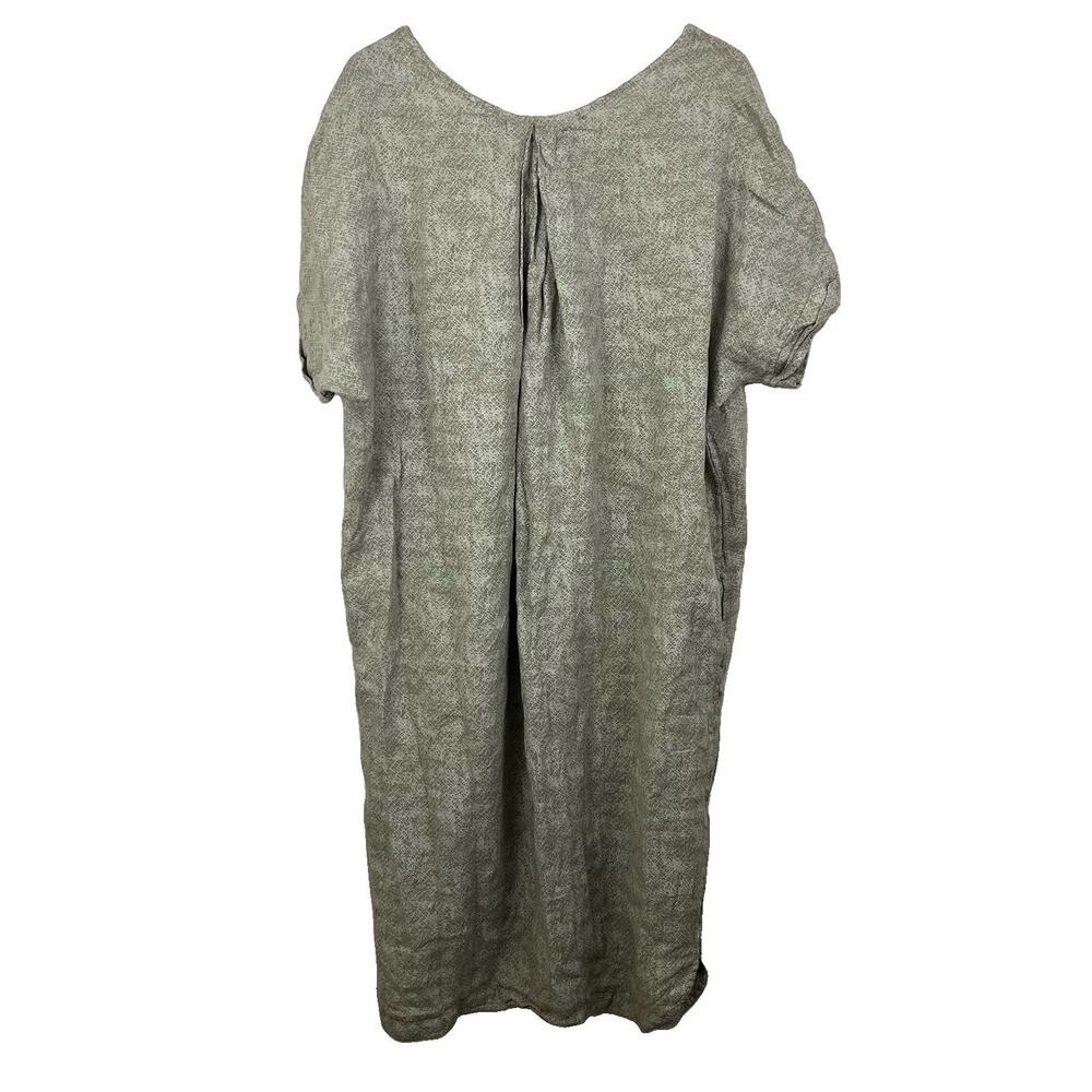 Kealopiko Pilialo Snake Print Linen Tunic Dress Medium Made in USA Sage - Picture 2 of 5